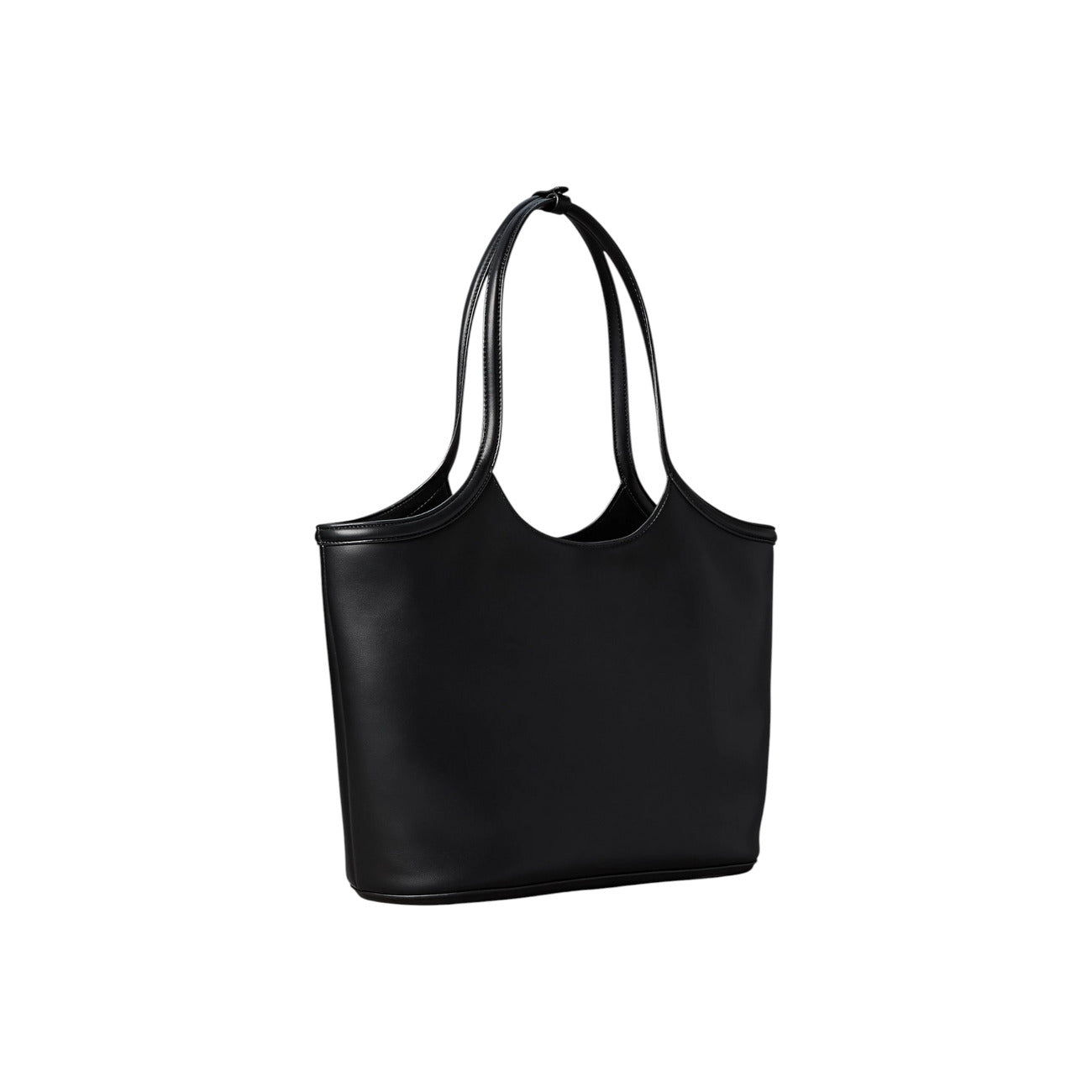 Borsa Tote Grande Calvin Klein Bold; Nero. 100% Poliuretano, doppi manici a spalla, chiusura con zip dorata, logo CK a rilievo. Dimensioni oversize (46x33 cm), stile casual-elegante 4 stagioni. Vista posteriore 