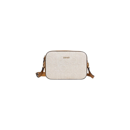 Borsa Liu Jo donna beige con cerniera a tracolla in cotone e lino - vista frontale
