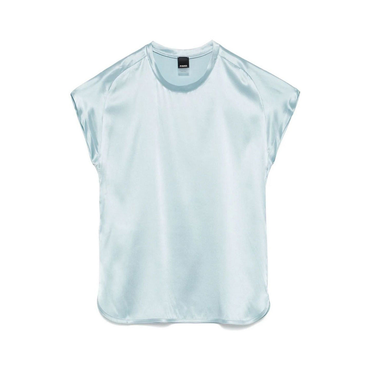 Pinko Blusa Donna Azzurra Maniche Corte - Blusa Seta Elastan Scollo Tondo