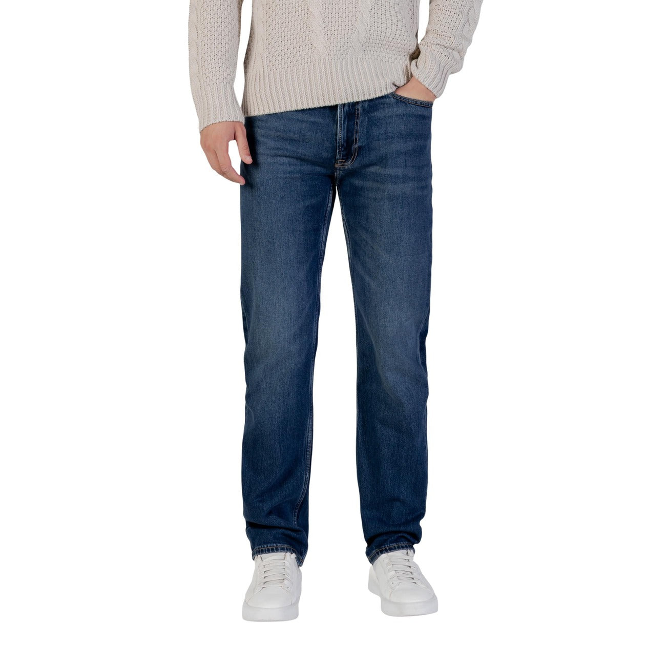 Calvin Klein Jeans Jeans Uomo Blu in Cotone 99% Elastan 1% con Zip e Bottone Tasche Anteriori e Posteriori LV04LB782G