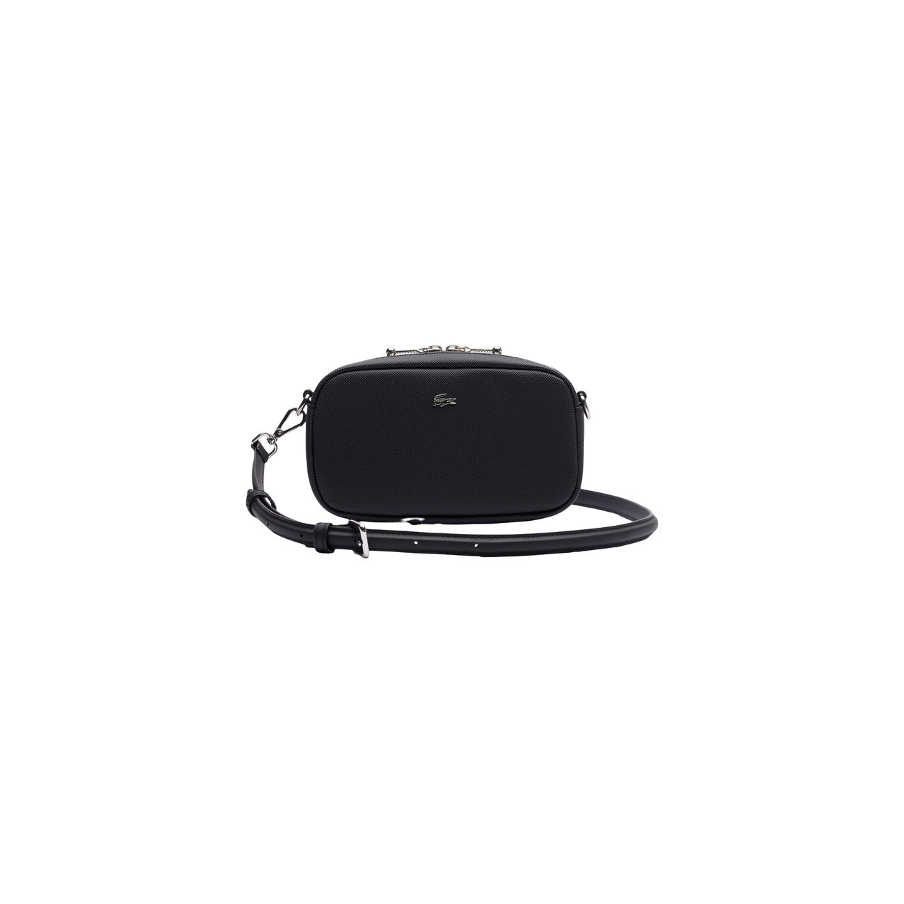 Borsa a tracolla donna Lacoste modello DAILY CITY nera con logo coccodrillo e tracolla regolabile