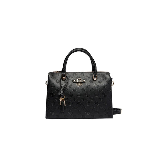 Borsa Guess donna nera a mano con cerniera in poliuretano - vista frontale
