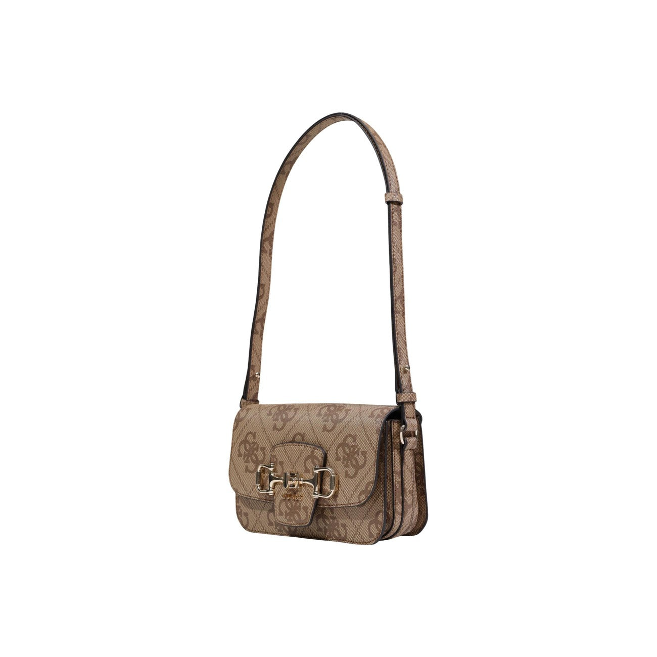 borsa a tracolla convertibile Guess Janie Logo CNVRTBL XBODY FLAP in similpelle logata color latte/beige Vista frontale laterale 