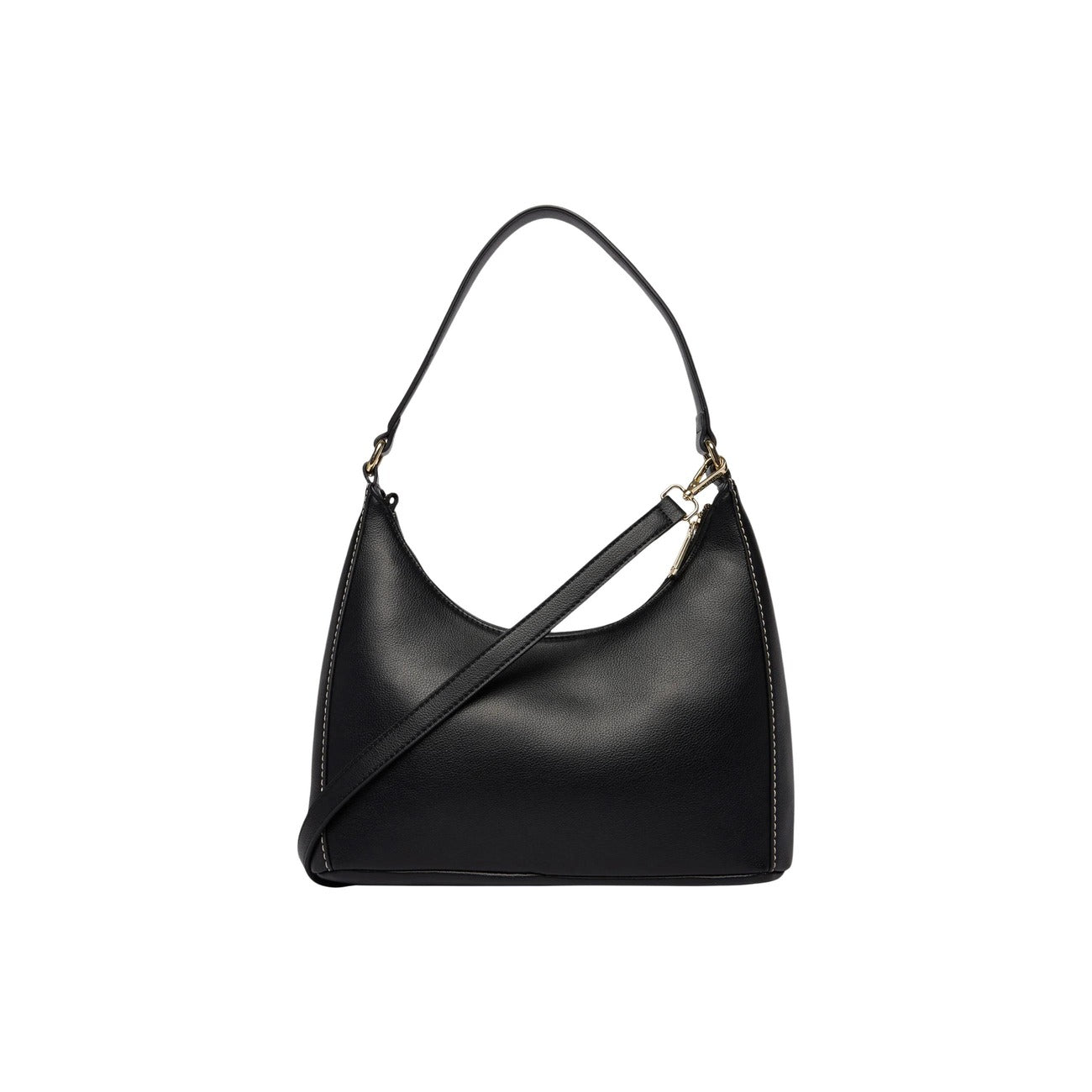 Borsa Nera Donna Valentino Bags Aury; Misure 8x19x7 cm. Tessuto 100% poliuretano con doppi manici, tracolla rimovibile e chiusura superiore con zip. Dettagli logo in metallo dorato lucido, stile elegante 4 stagioni. Posteriore con tracolla 