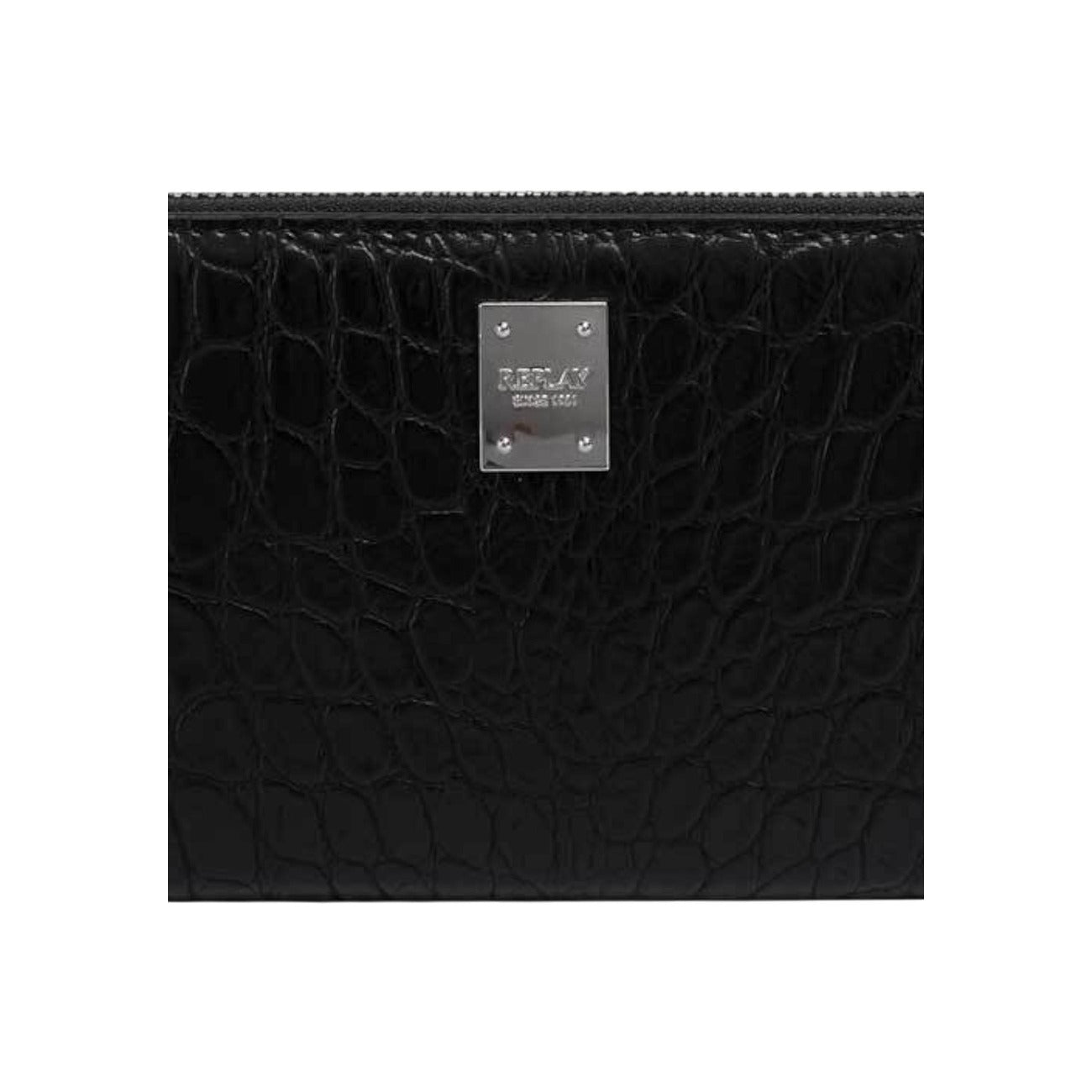 Replay Portafoglio Donna Nero con Cerniera Tasche Interne Scomparti Interni - Portafoglio Poliestere 21x10x2cm
