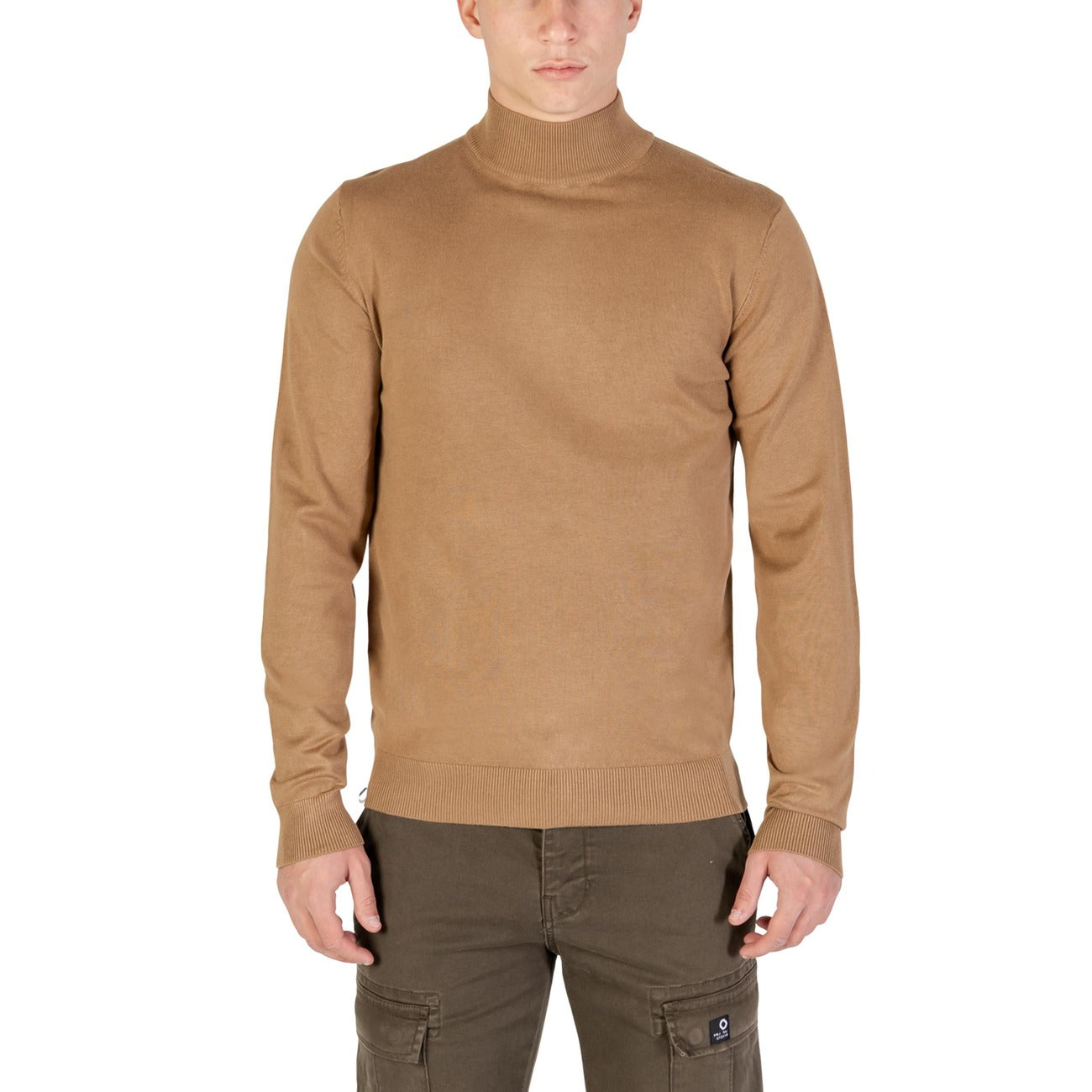 Yos Maglia Uomo Beige Manica Lunga Scollo Alto Poliammide Viscosa Autunno Inverno 3007900