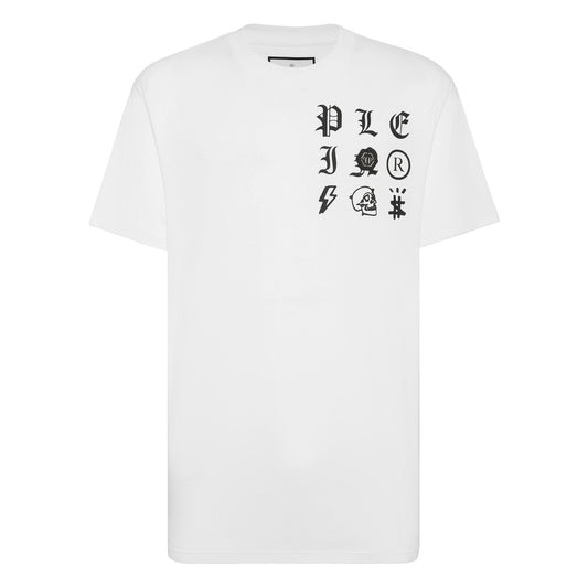 Philipp Plein T-Shirt Uomo Bianca Stampa Manica Corta Scollo Tondo 100% Cotone Primavera/Estate EBO_2050