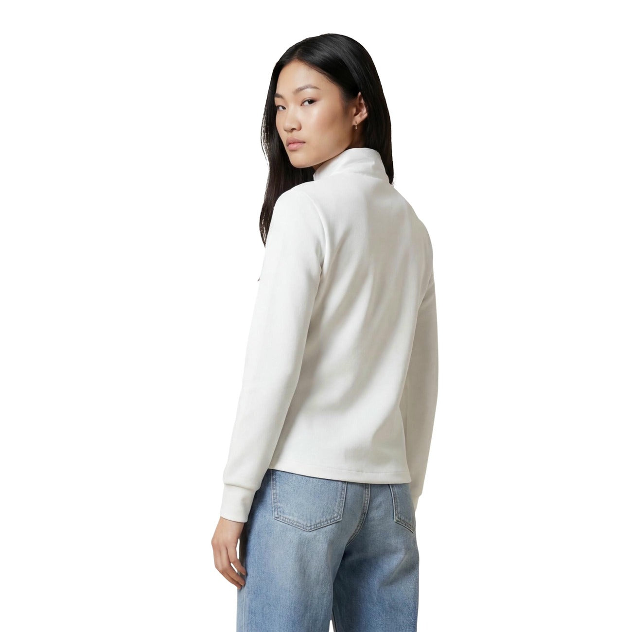 Piumino bianco leggero Blauer Haskel, chiusura con zip e tasche zippate, colletto alto antivento e dettagli iconici del brand; vestibilità ergonomica e tessuto resistente. Vista posteriore