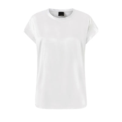 Pinko Blusa Donna Bianca Manica Corta - Blusa Seta Elastan Scollo Tondo