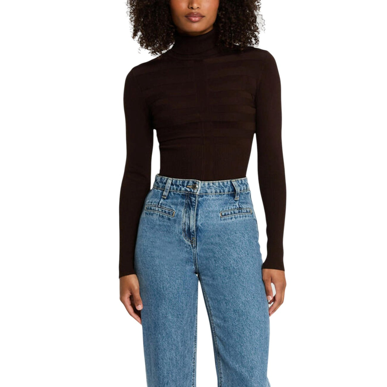 Morgan De Toi Maglia Donna Bianca in 78% Viscosa 22% Poliammide a Manica Lunga con Scollo Alto 132-MENTOS.M
