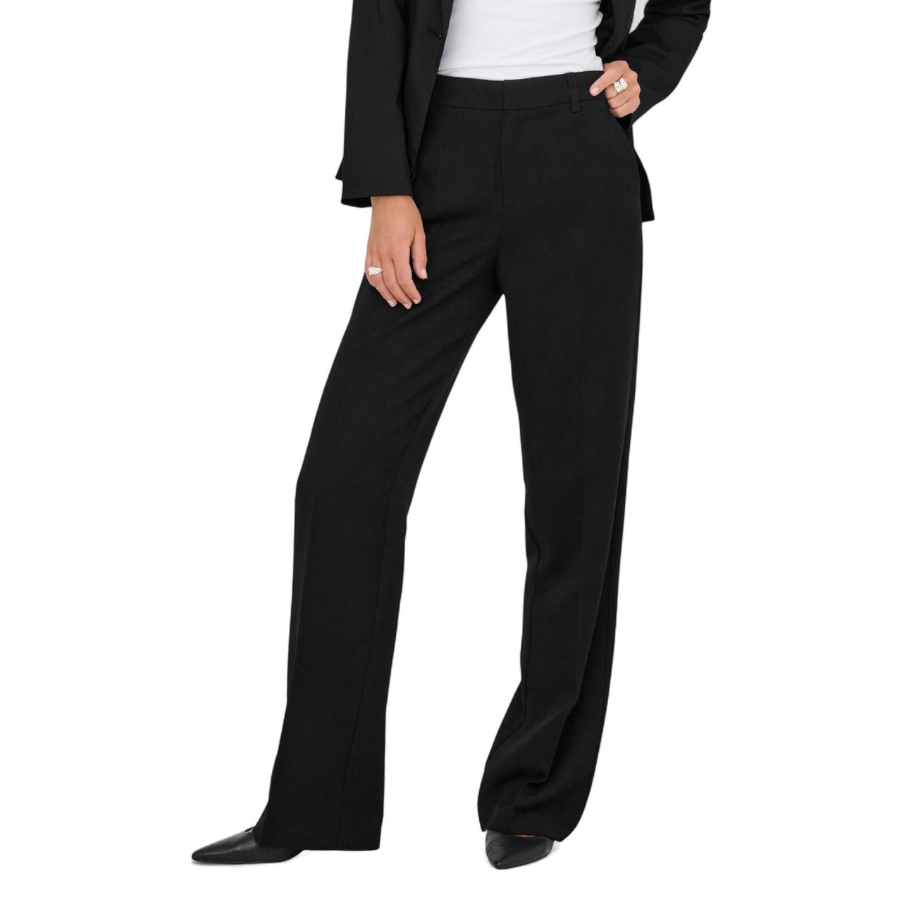 Only Pantaloni Donna Grigio Zip e Bottone Tasche Anteriori 80% Poliestere 15% Viscosa 5% Elastan Primavera/Estate 15318089