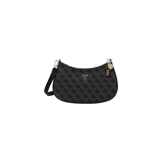 Borsa Guess donna grigia con stampa e cerniera 100% poliuretano 15x28x6 cm - vista frontale
