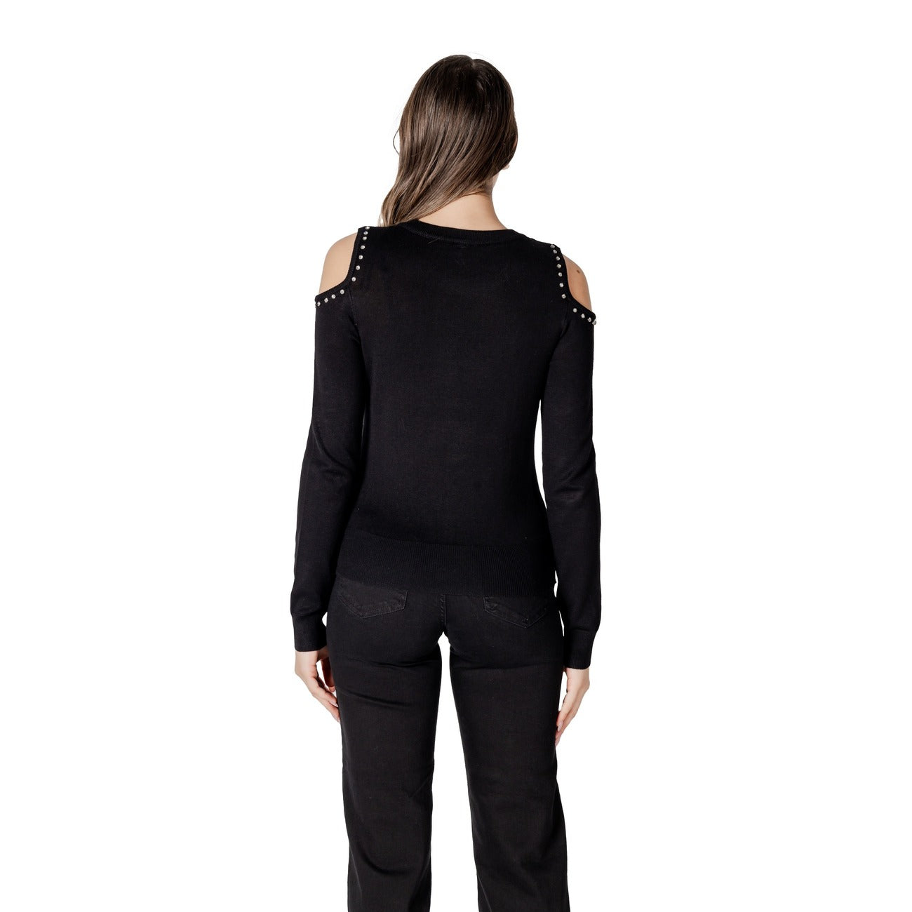 Only Maglia Donna Nera in 70% Viscosa 30% Poliestere a Manica Lunga con Scollo Tondo 15339512