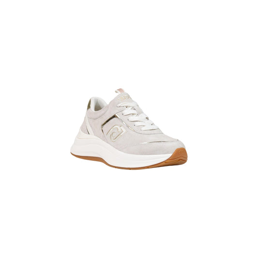 Sneakers Liu Jo Stardust 01 bianche donna BF6029PX911. Scarpe sportive da donna bianche in pelle con inserti metallizzati, logo Liu Jo laterale, suola platform 4 cm e plantare ergonomico, scarpe casual eleganti 4 stagioni.