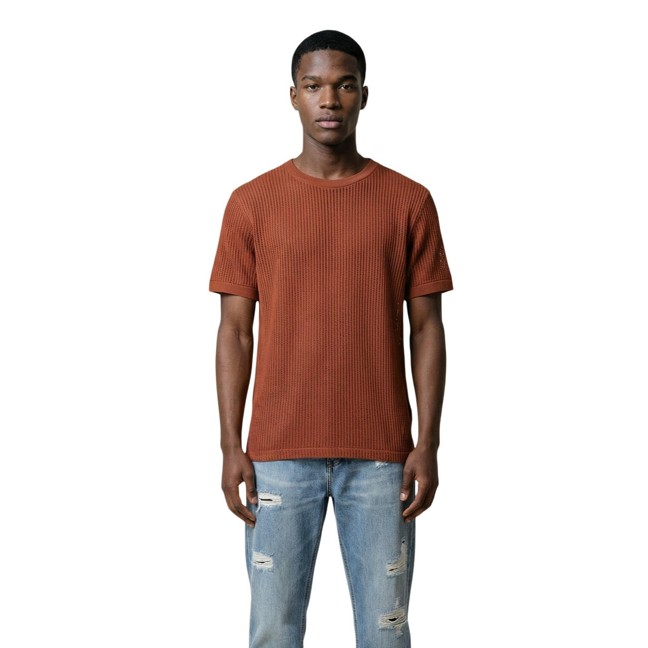 Antony Morato T-shirt Marrone; 100% cotone, girocollo, maniche corte. Capo basico di alta qualità per primavera/estate. Vista frontale 