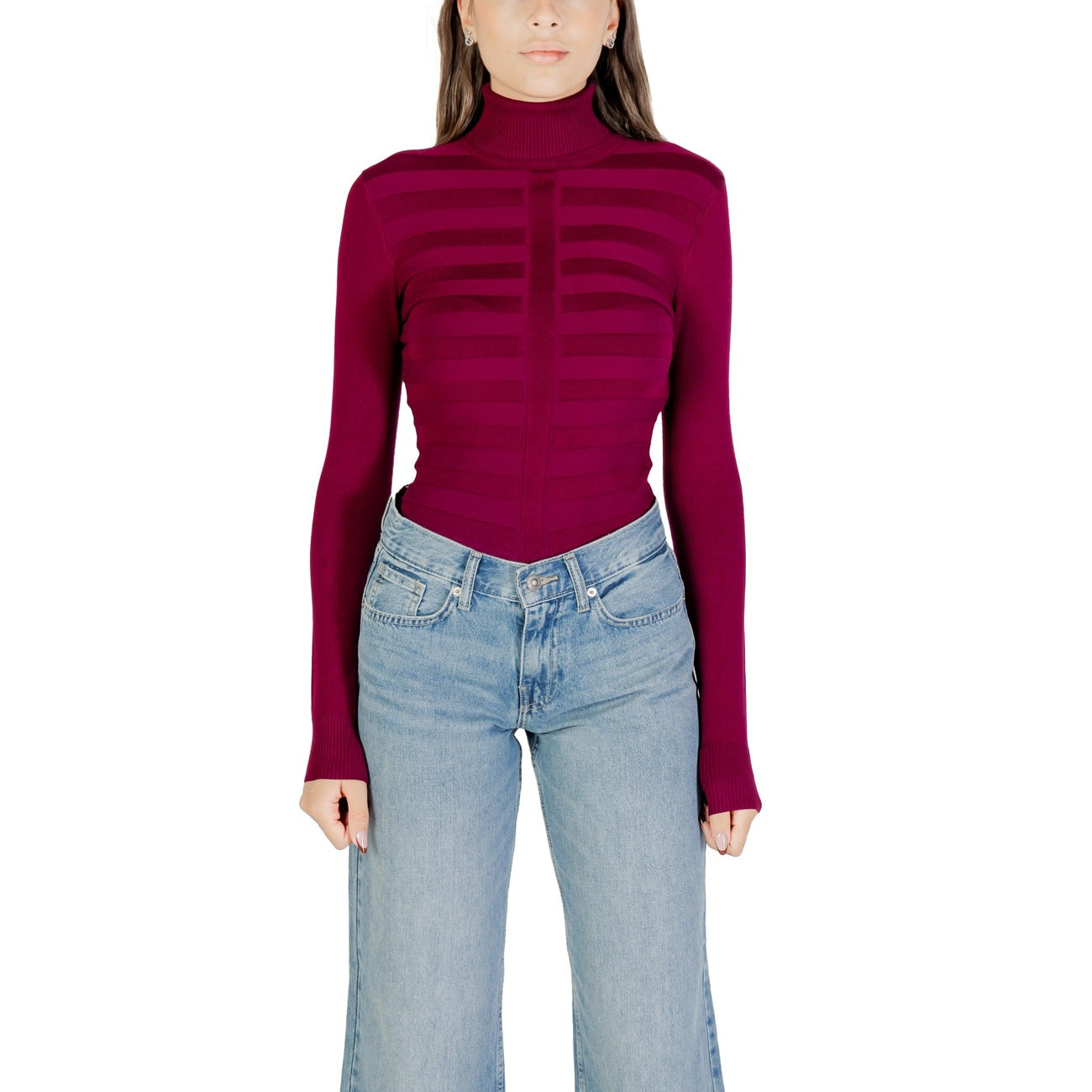 Morgan De Toi Maglia Donna Bianca in 77% Viscosa 23% Poliammide a Manica Lunga con Scollo Alto 252-MENTHYO