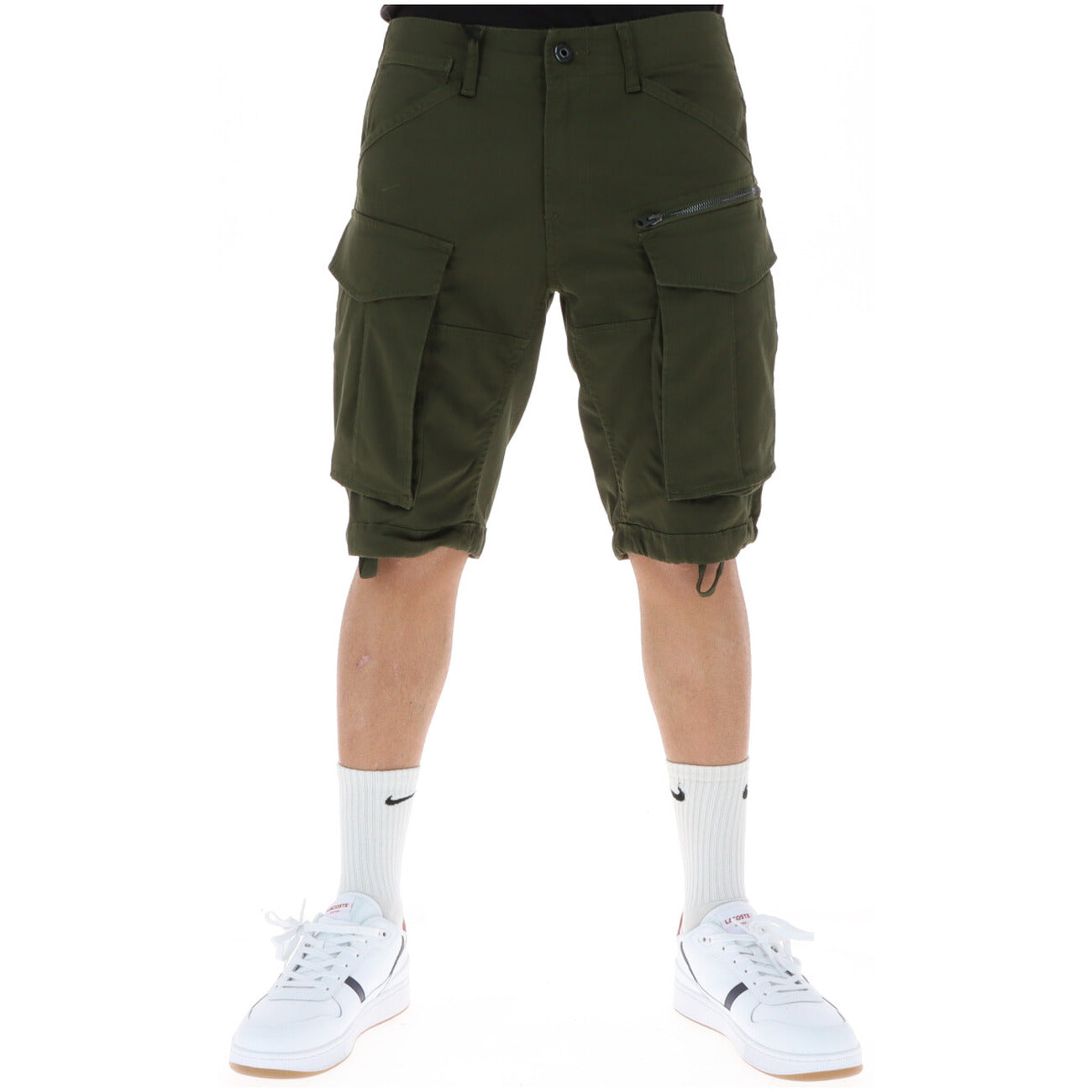 G-STAR Tapered Cargo Verde Scuro; vita bassa, multitasche, chiusura lampo. Lo stile utility-urban definitivo in puro cotone. Vista frontale 
