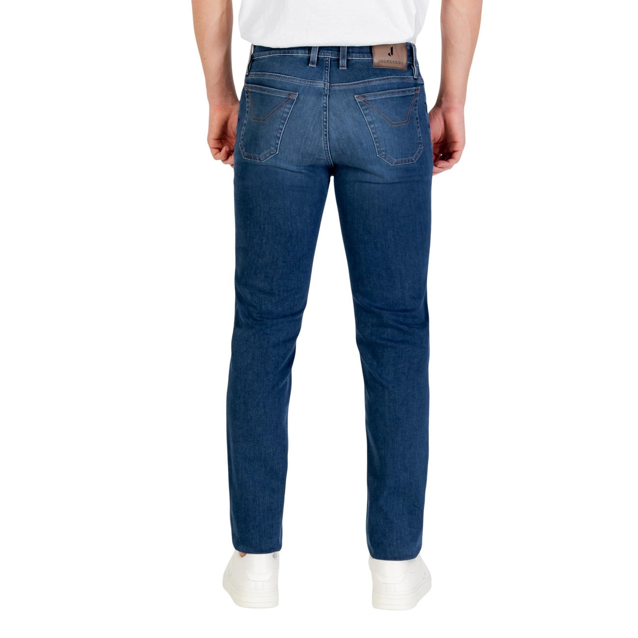 Jeckerson Jeans Uomo Blu con Zip e Bottone Tasche Anteriori e Posteriori - Jeans Cotone Elastan