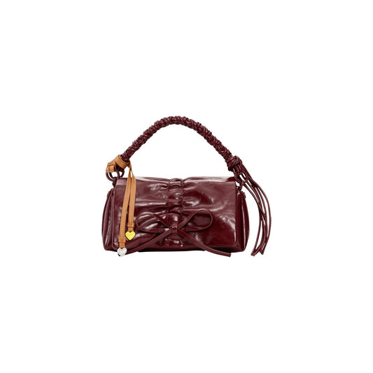 borsa a mano Desigual SMALL SHINY BOW di colore rosso/bordeaux. 
Vista frontale 