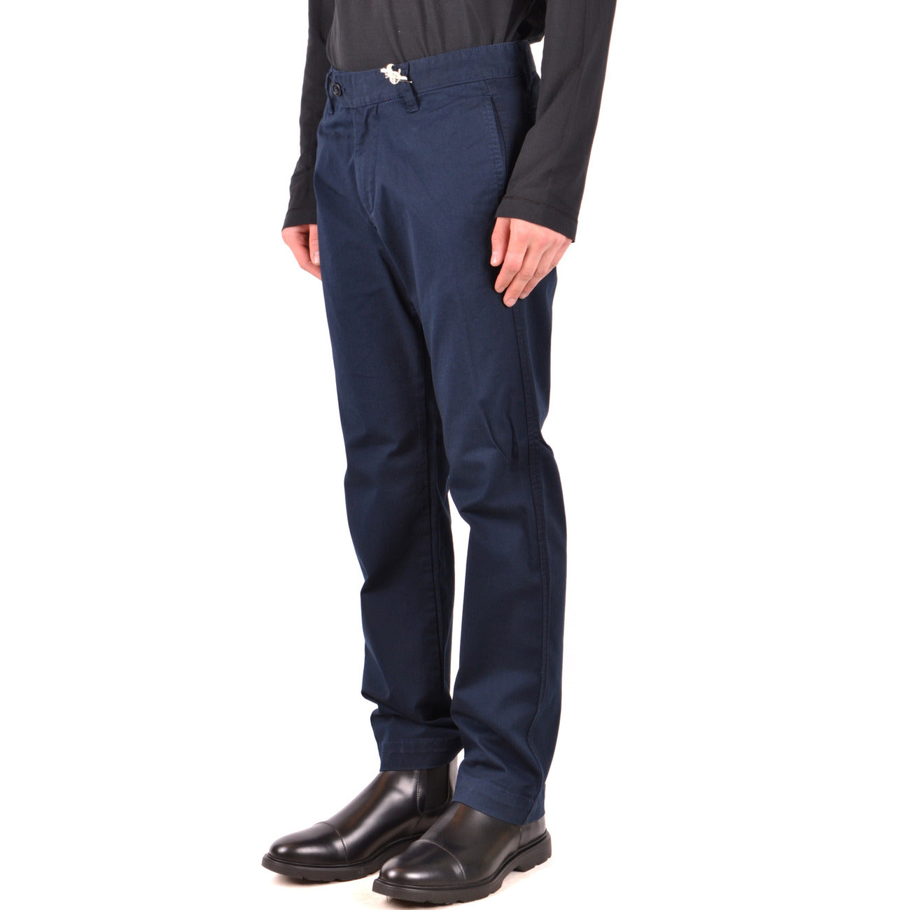 Pantaloni blu navy Uomo La Martina Blu con Zip e Bottone 98% Cotone 2% Elastan