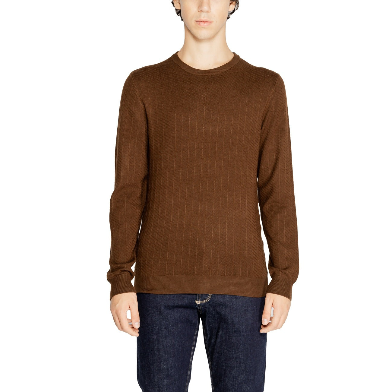 Antony Morato Maglia Uomo Marrone Manica Lunga Viscosa Autunno Inverno MMSW01434-YA500002
