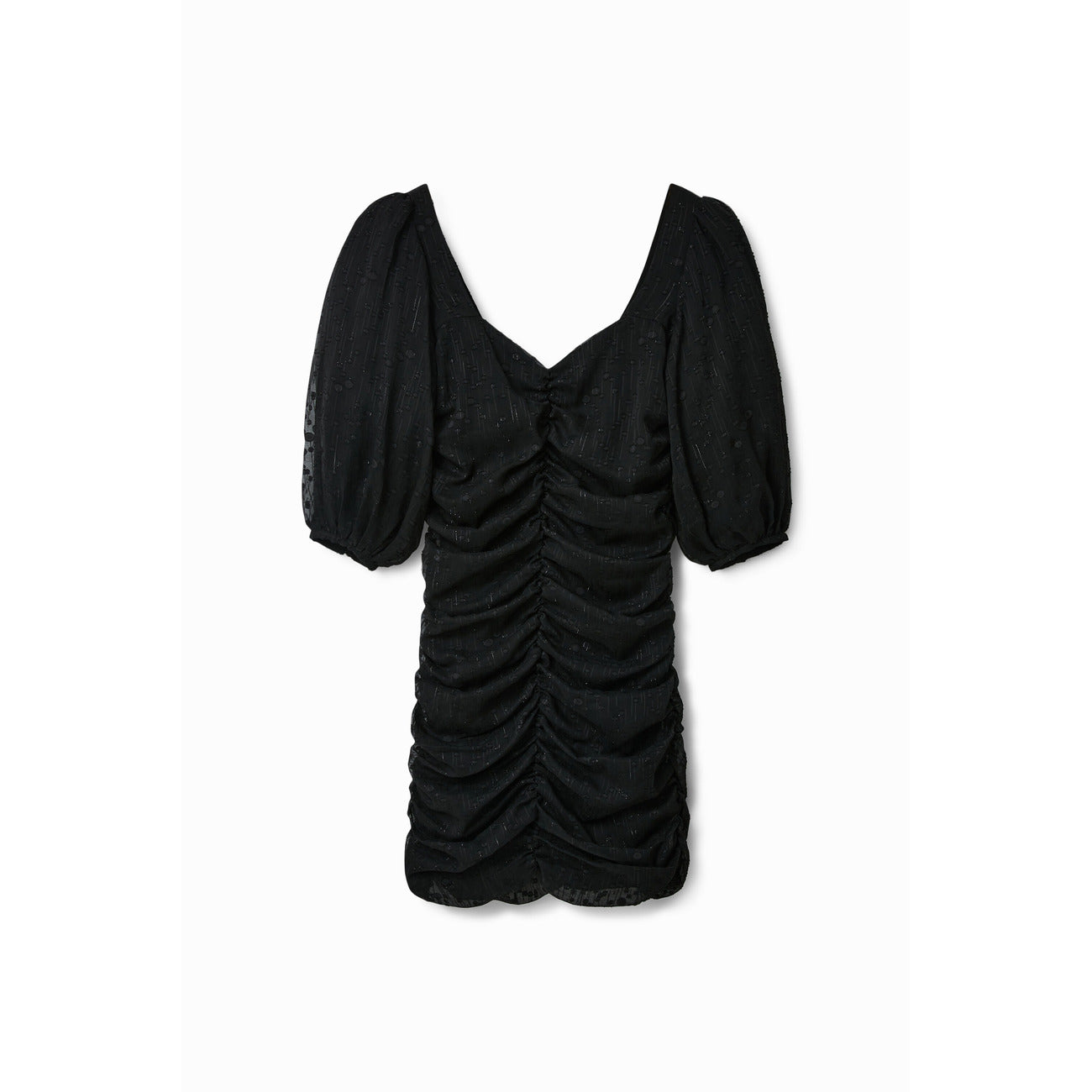 Abito corto Desigual nero monocromo in poliestere - dettaglio vestito esposto