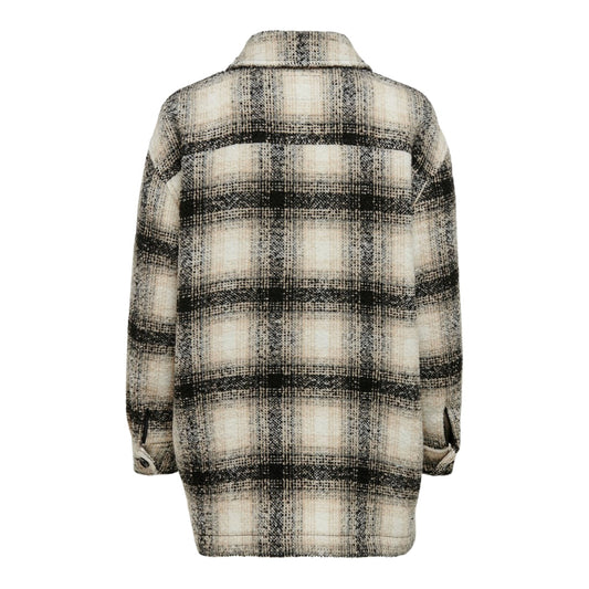 Only Cappotto Donna Bianco Quadri Bottoni Maniche Lunghe Colletto Classico Tasche Anteriori Poliestere 100% Autunno Inverno 15210562