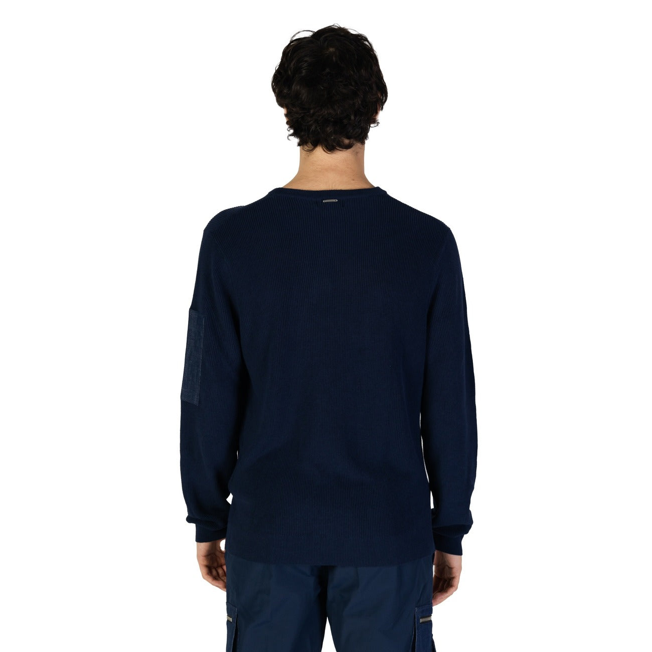 Antony Morato Maglia Uomo Blu Monocromo Maniche Lunghe Scollo Tondo in Cotone 60% Viscosa 40% MMSW01493-YA200076