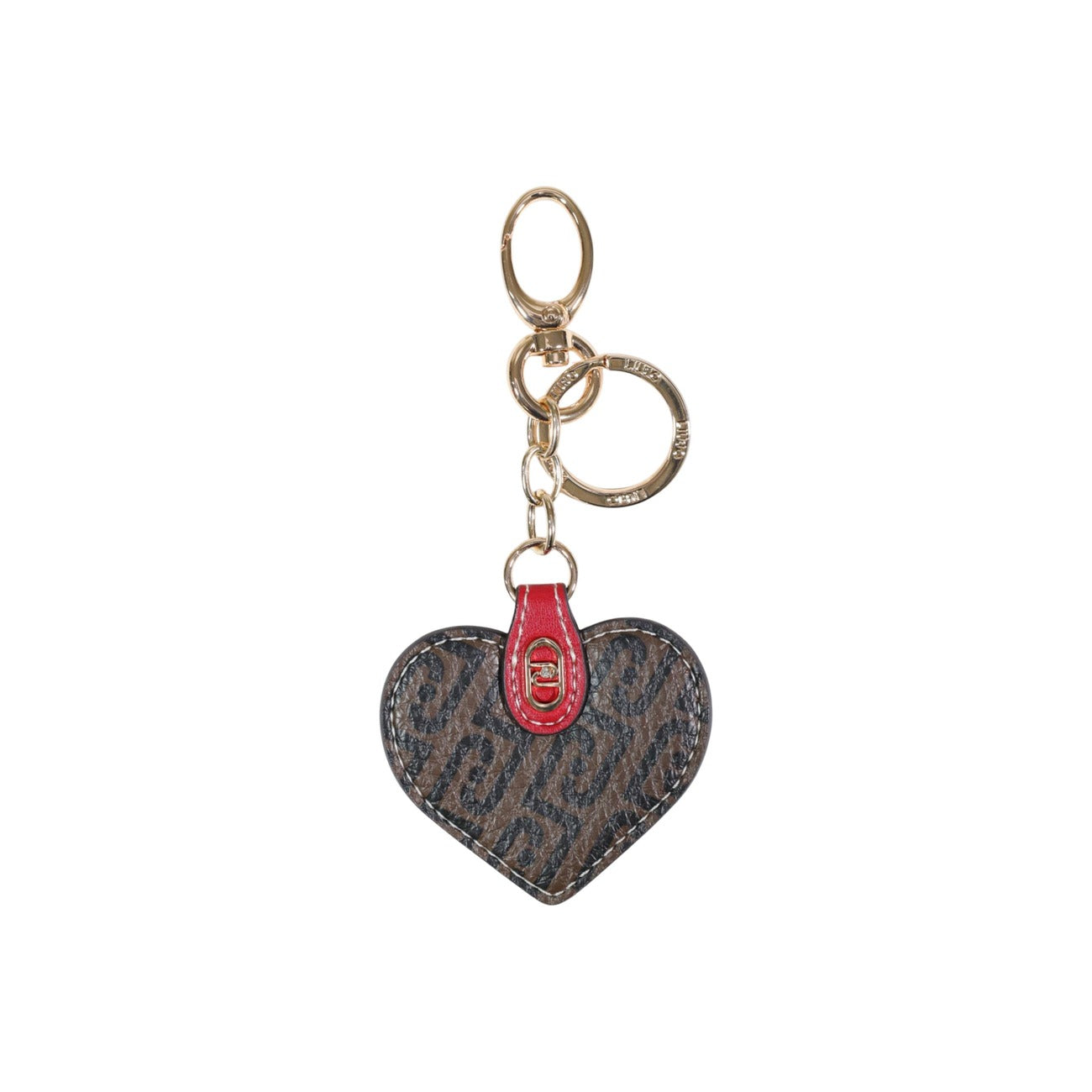 Portachiavi Cuore Liu Jo; Marrone. Stampa monogramma all-over, dettagli dorati, chiusura con moschettone. Accessorio glam e idea regalo perfetta. Frontale 