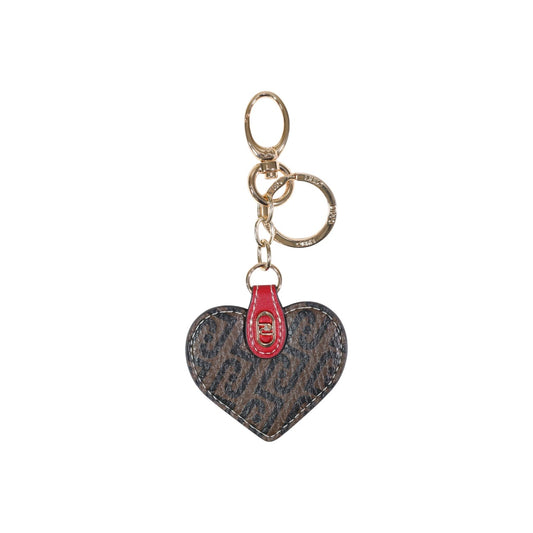 Portachiavi Cuore Liu Jo; Marrone. Stampa monogramma all-over, dettagli dorati, chiusura con moschettone. Accessorio glam e idea regalo perfetta. Frontale 