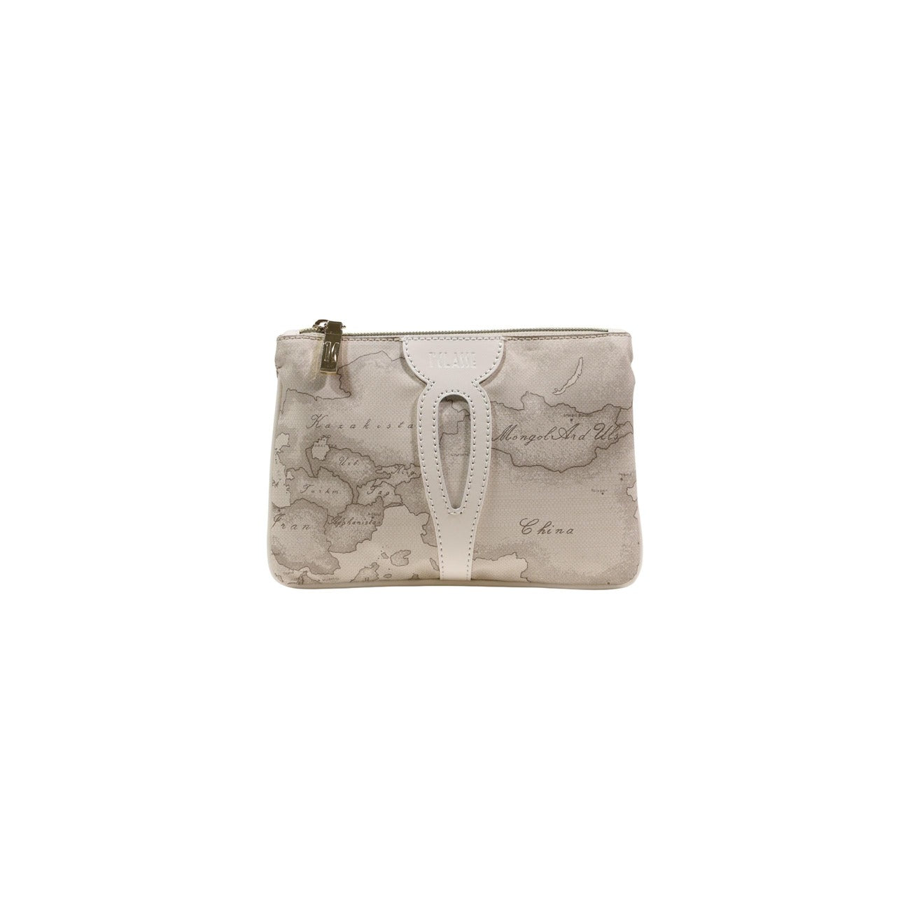 Beauty Case Alviero Martini Geo Classic; dettagli in pelle, zip dorata, stampa iconica 1A Classe. L'accessorio da viaggio raffinato e indispensabile. Vista frontale 
