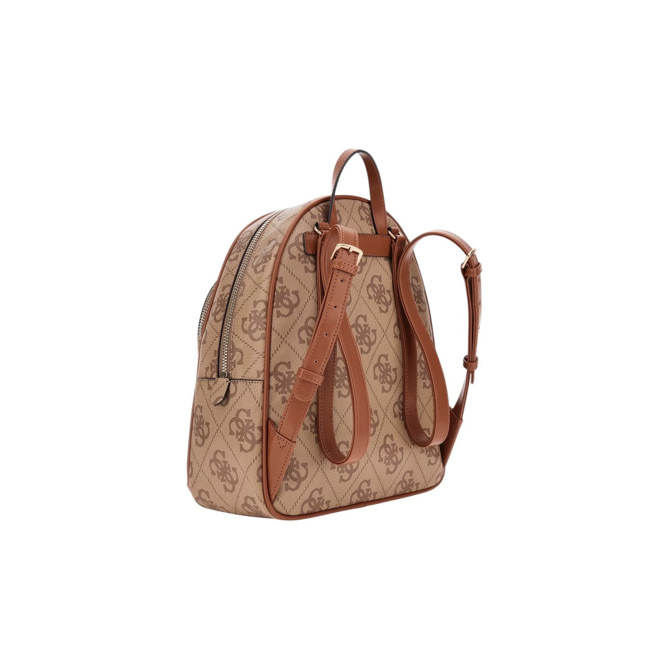 Guess Zaino Donna Beige con Stampa Cerniera - Zainetto Poliuretano Tasche 27x31x17cm