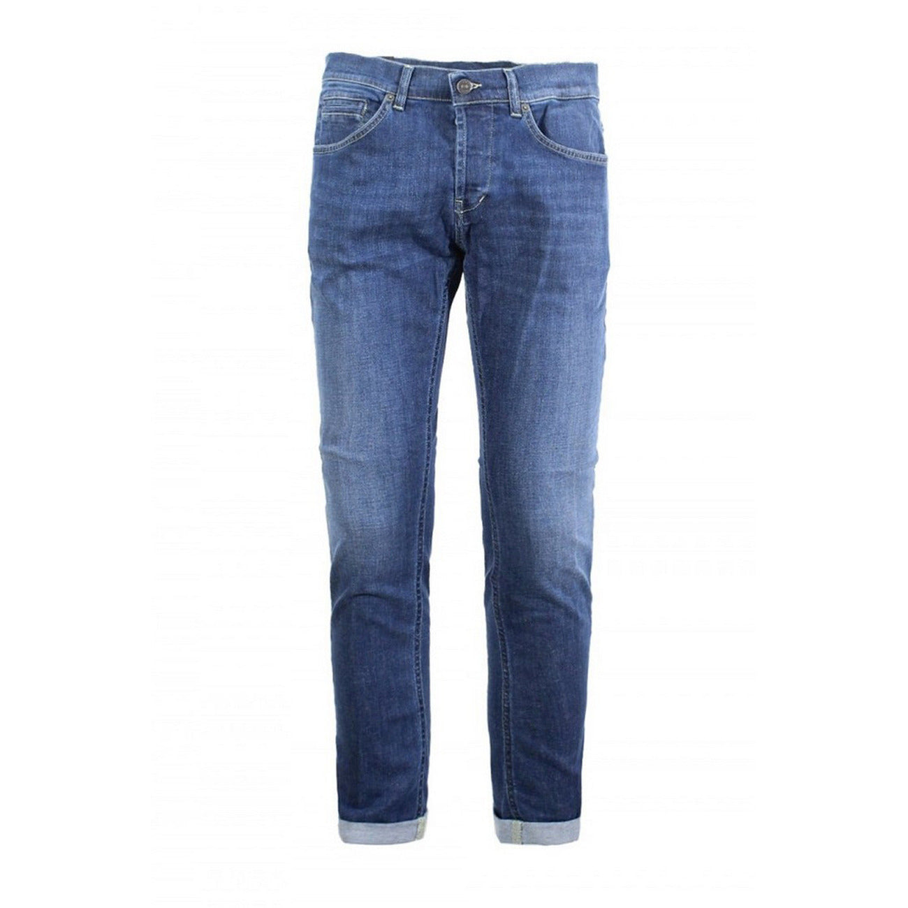 Jeans Uomo Dondup Blu con Zip e Bottone 98% Cotone 2% Elastan Primavera/Estate - Stile Italiano Elegante Vista frontale 