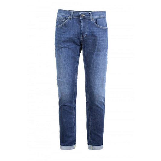 Jeans Uomo Dondup Blu con Zip e Bottone 98% Cotone 2% Elastan Primavera/Estate - Stile Italiano Elegante Vista frontale 