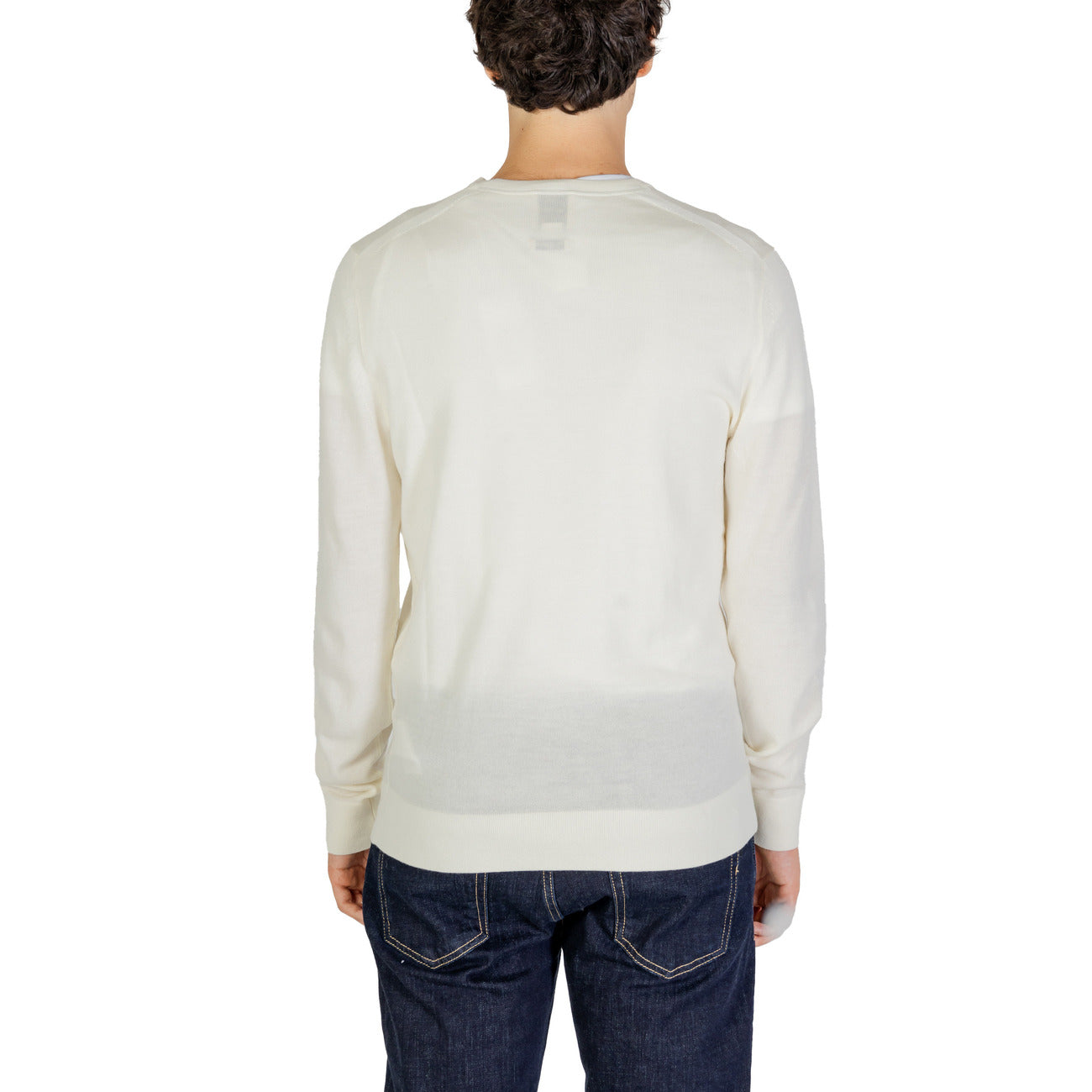 Calvin Klein Jeans Maglia Uomo Bianco Scollo Tondo Manica Lunga Lana 100% Autunno Inverno K10K109474