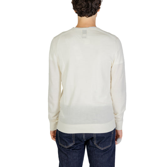 Calvin Klein Jeans Maglia Uomo Bianco Scollo Tondo Manica Lunga Lana 100% Autunno Inverno K10K109474