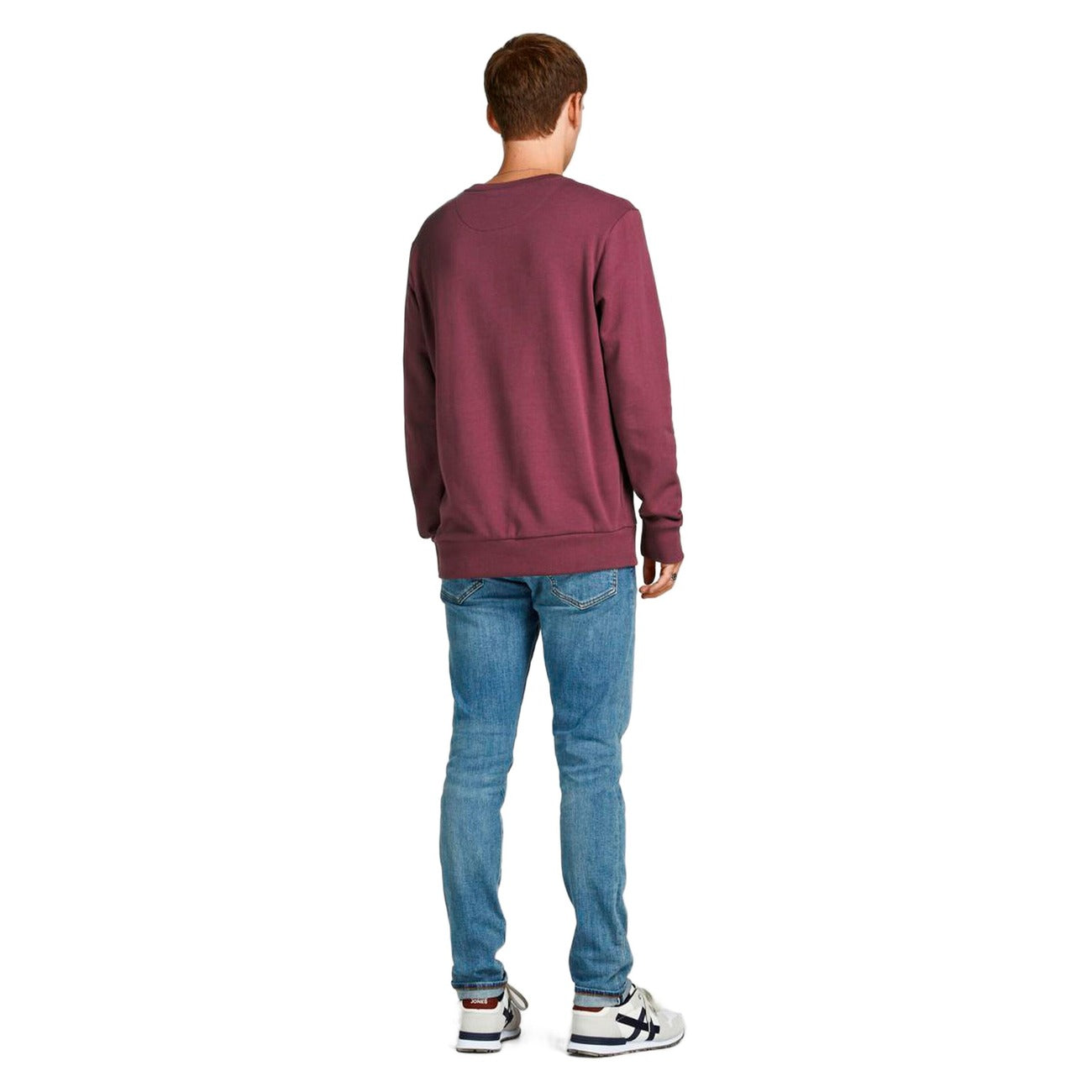 Jack & Jones Felpa Uomo Bordeaux con Stampa Maniche Lunghe Scollo Tondo in Cotone 100% Autunno/Inverno 12198358