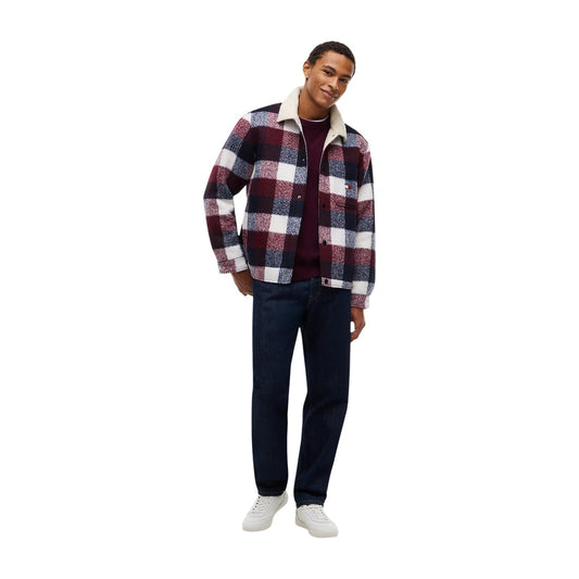 Giacca camicia uomo Tommy Jeans – Overshirt a quadri con colletto in sherpa DM0DM23523C1G.