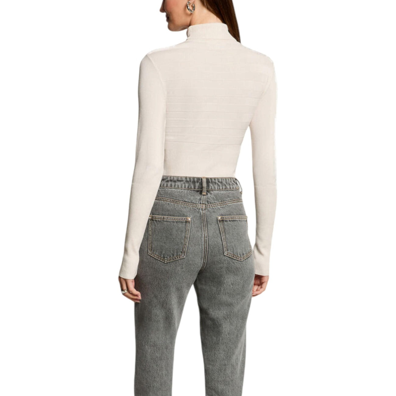 Morgan De Toi Maglia Donna Bianca in 78% Viscosa 22% Poliammide a Manica Lunga con Scollo Alto 132-MENTOS.M