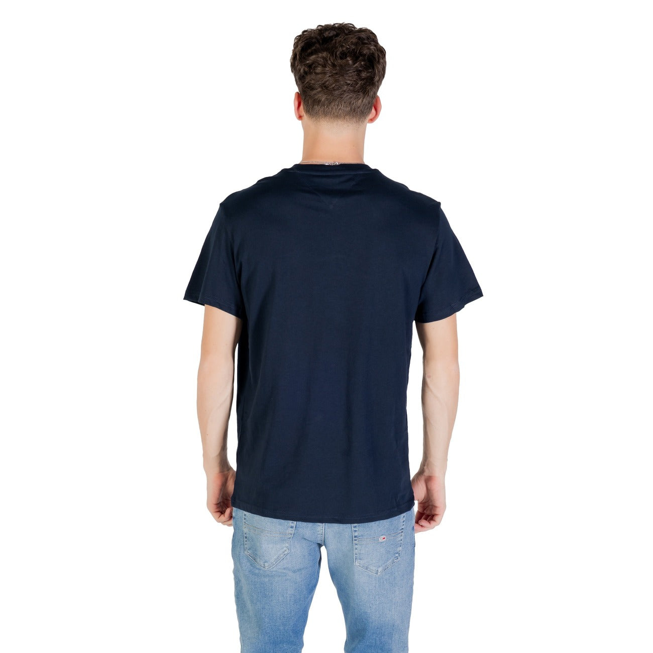 Tommy Hilfiger Jeans T-Shirt Uomo Blu Maniche Corte Scollo Tondo Cotone Organico 100% Autunno Inverno DM0DM21780
