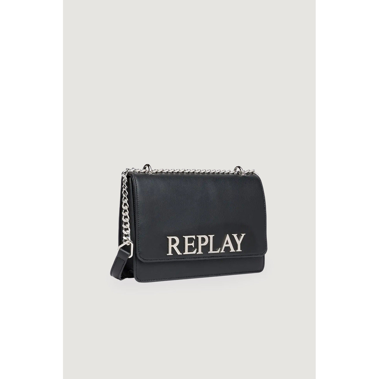 Replay Borsa Donna Nera a Tracolla con Clip - Borsa Poliuretano 18x25x8cm