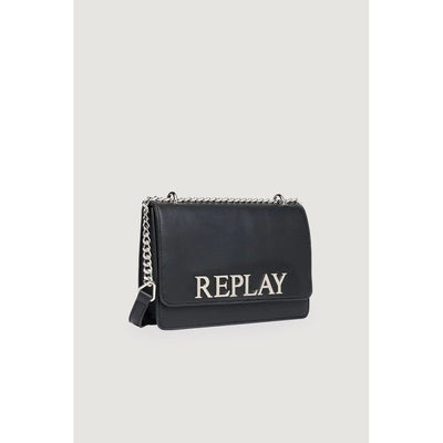 Replay Borsa Donna Nera a Tracolla con Clip - Borsa Poliuretano 18x25x8cm