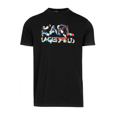 Karl Lagerfeld T-Shirt Uomo Nera con Stampa Maniche Corte - T-Shirt Cotone Scollo Tondo