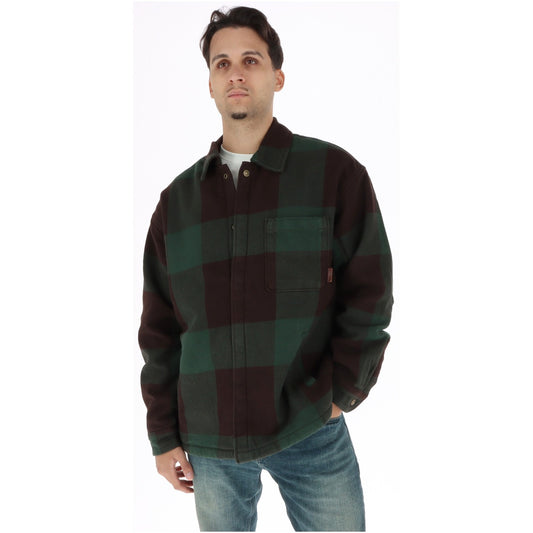 Giacca camicia uomo Timberland – Overshirt a quadri verde con pile interno TBC0YHD3.