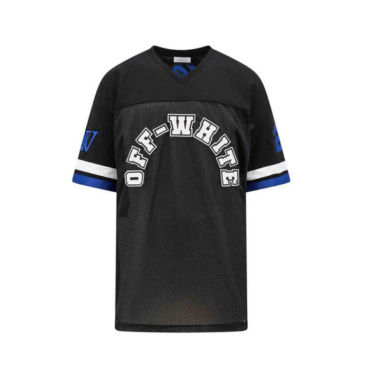 Off-white T-Shirt Uomo Nera Stampa Manica Corta Scollo a V 100% Poliestere Primavera/Estate BO_2112