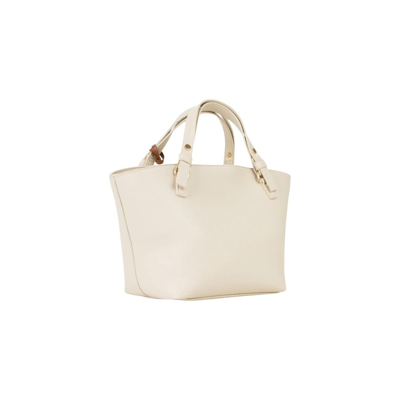 Borsa Valentino Bags VBS9OV05; 100% poliuretano soft-touch. Doppio manico, tracolla logata regolabile, charm removibili. Borsa a mano e a spalla capiente e di tendenza. Colore beige chiaro vista posteriore 
