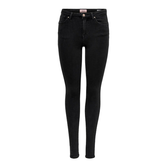 Jeans Only donna neri skinny push up 15181958. Jeans aderenti a vita media neri in cotone biologico elasticizzato con cucitura posteriore effetto push-up, 5 tasche con zip e bottone, pantaloni jeans modellanti Autunno/Inverno Only.