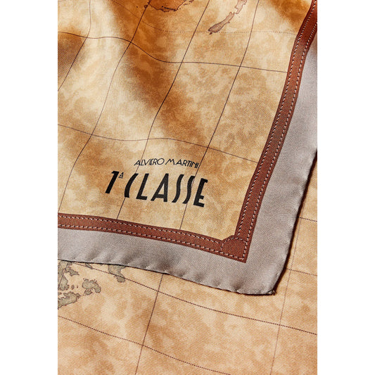Alviero Martini Prima Classe Women's Scarf with Geo Print - Silk Foulard 70x70cm