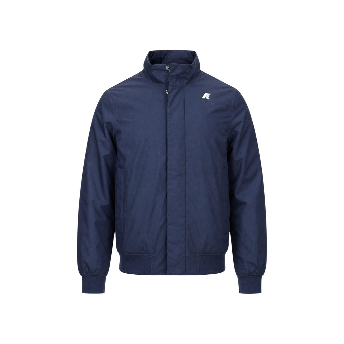 Giacca K-Way Arsene uomo blu K4157DW impermeabile. Giambotto corto urbano in misto cotone antipioggia con membrana isolante, resistenza acqua 8000 mm, zip con bottone a pressione e polsini a coste, abbigliamento autunno inverno.