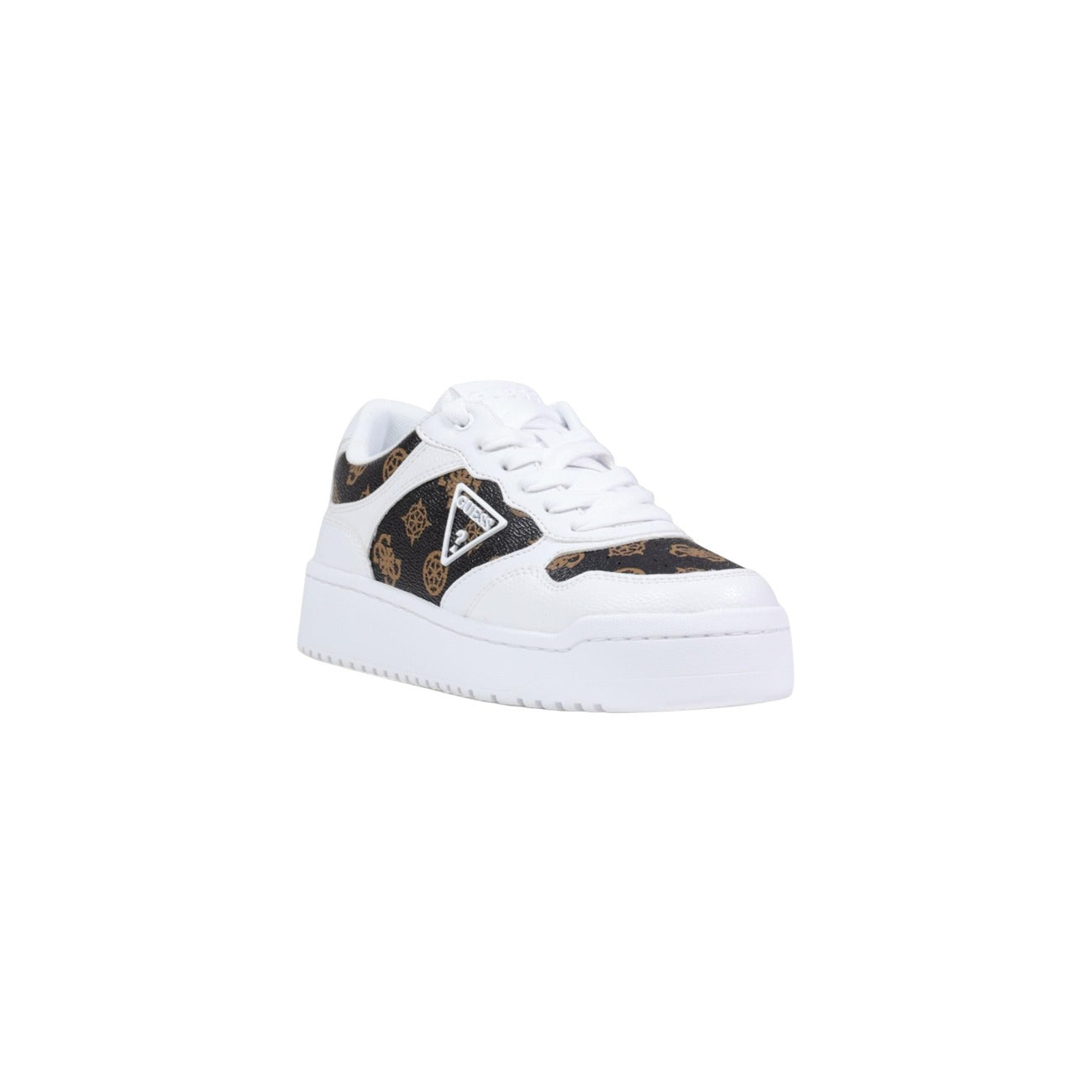 Sneakers Guess donna bianche con dettagli marroni - vista frontale

